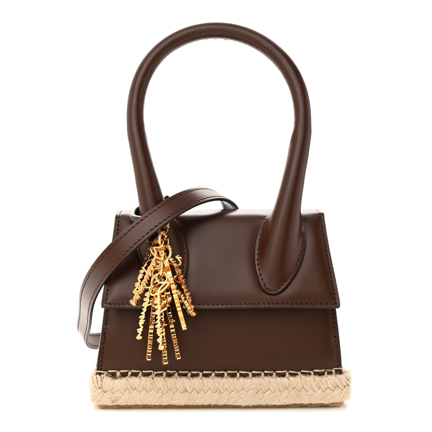 Smooth Calfskin Raffia Le Chiquito Moyen Corado Brown