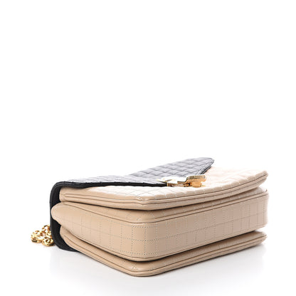 Celine Calfskin Quilted Medium C Bag Black Beige 3 of 8