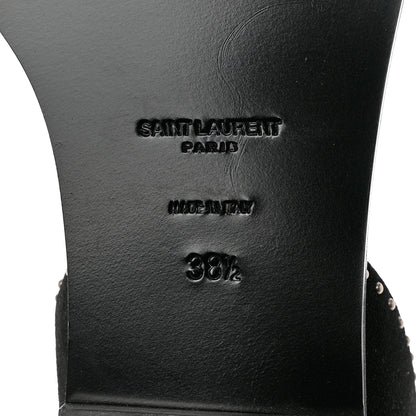 Saint Laurent Suede Lizard Flat Sandals 38.5 Black 7 of 10