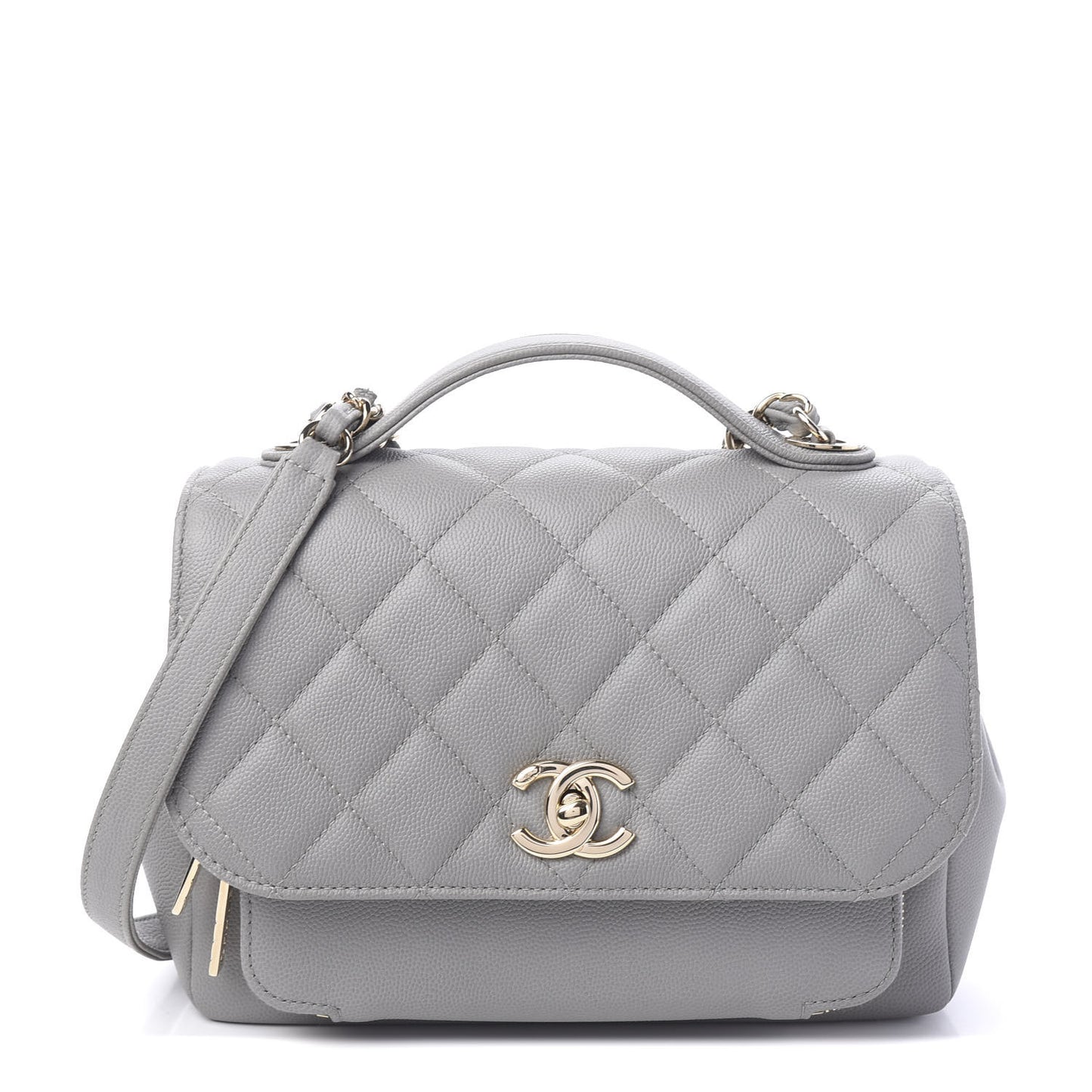 Caviar Quilted Medium Business Affinity Flap Grey