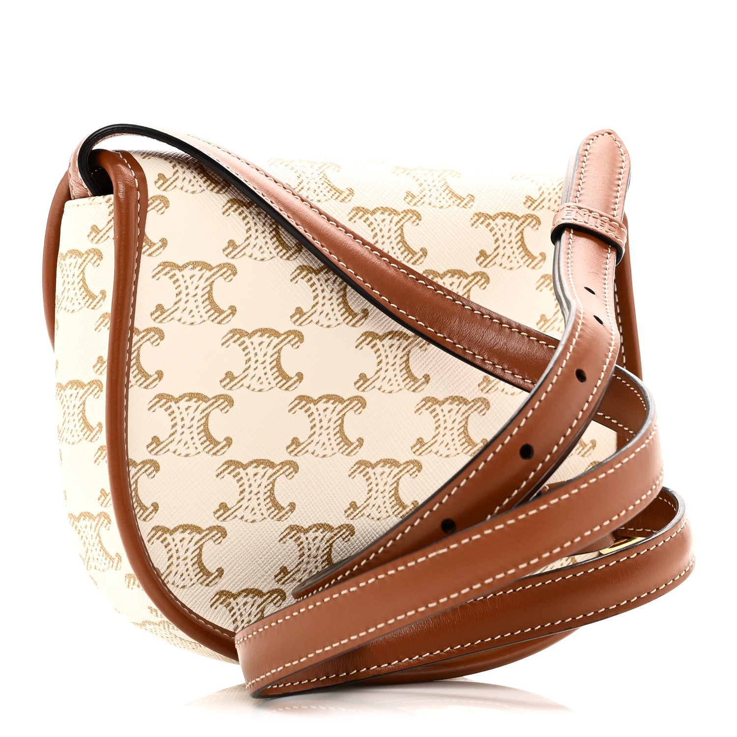 Celine Triomphe Canvas Calfskin Mini Besace Bag White 3 of 10