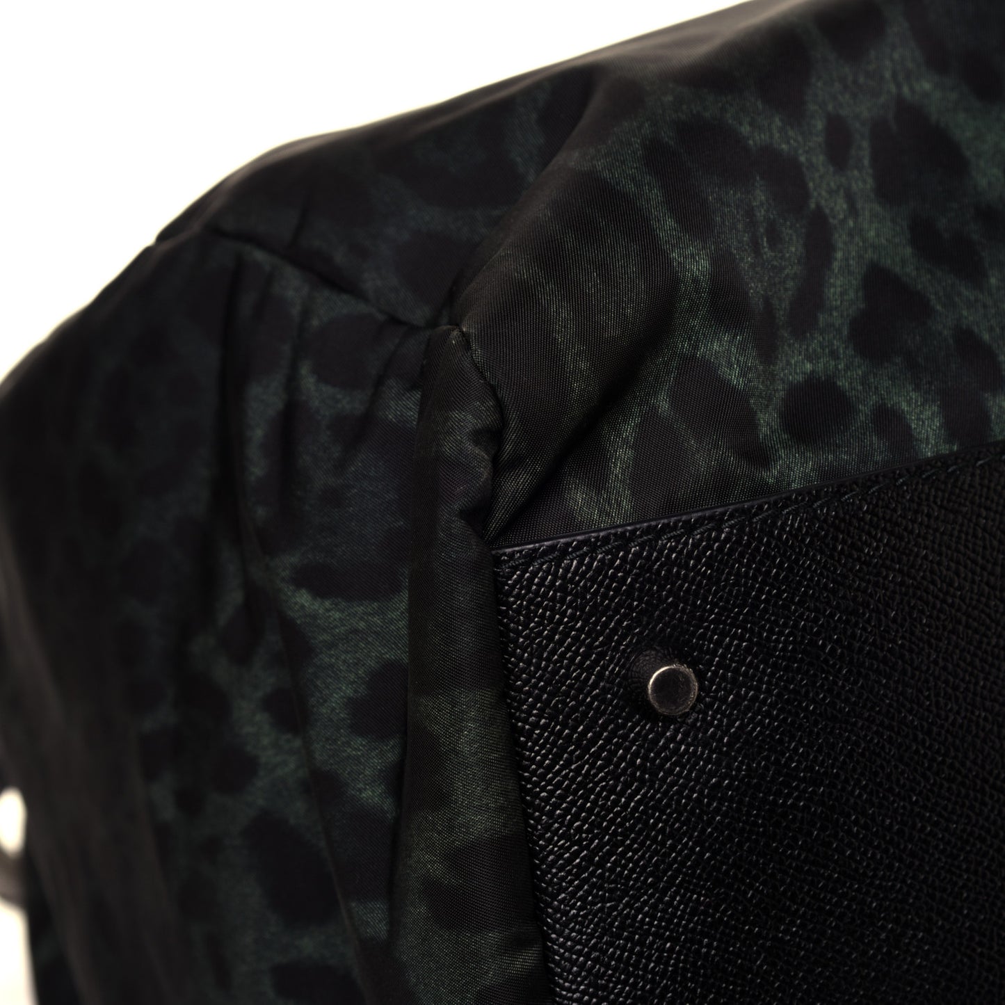 Nylon Leopard Print Duffle Bag Dark Green