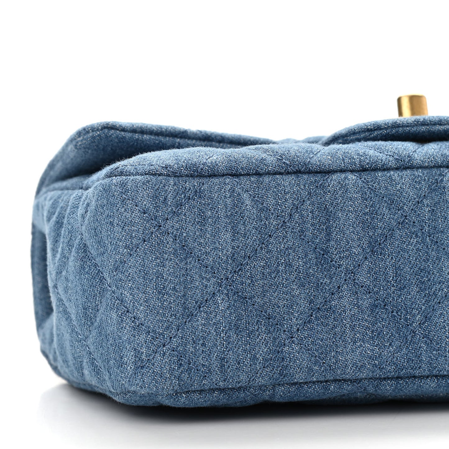 Denim Quilted Mini Pearl Crush Rectangular Flap Blue