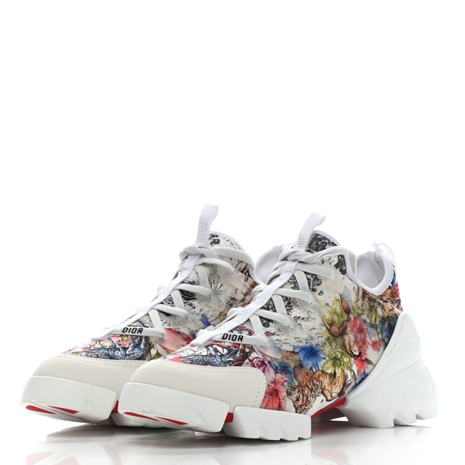 Christian Dior Neoprene Rubber Champetre Print Womens D-Connect Sneakers 40.5 White Multicolor 3 of 8