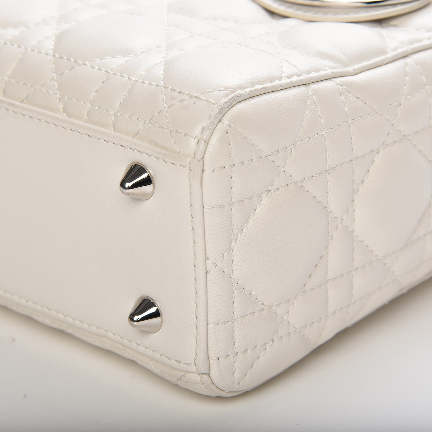 Christian Dior Lambskin Cannage Medium Lady Dior White 12 of 16