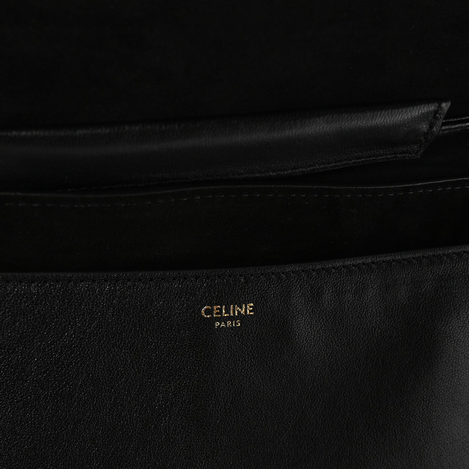 Celine Shiny Lambskin Soft Triomphe Half Moon Bag Black 6 of 10