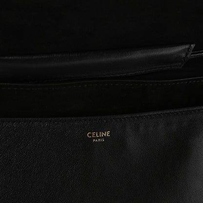 Celine Shiny Lambskin Soft Triomphe Half Moon Bag Black 6 of 10