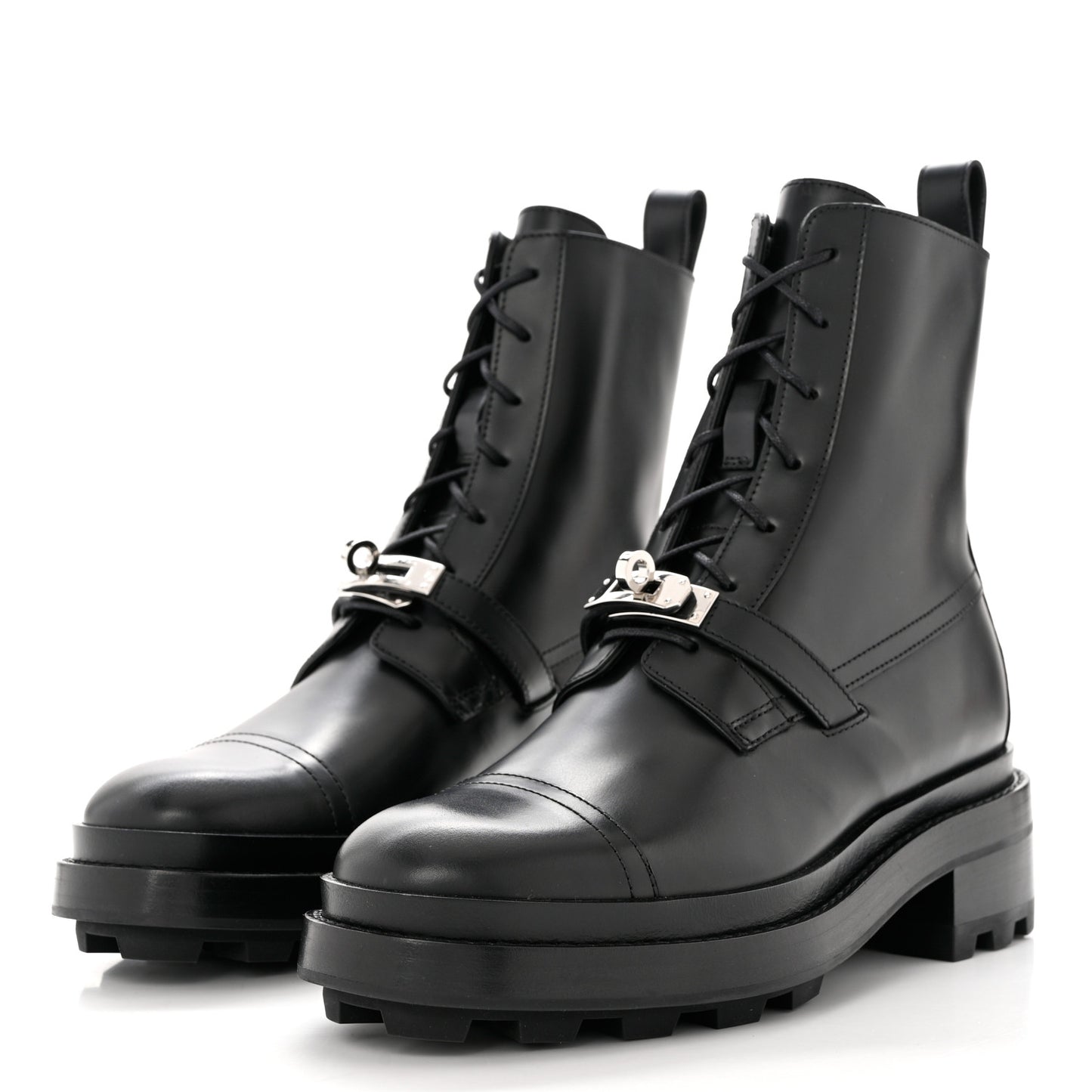 Glossed Calfskin Funk Ankle Boots 37.5 Black
