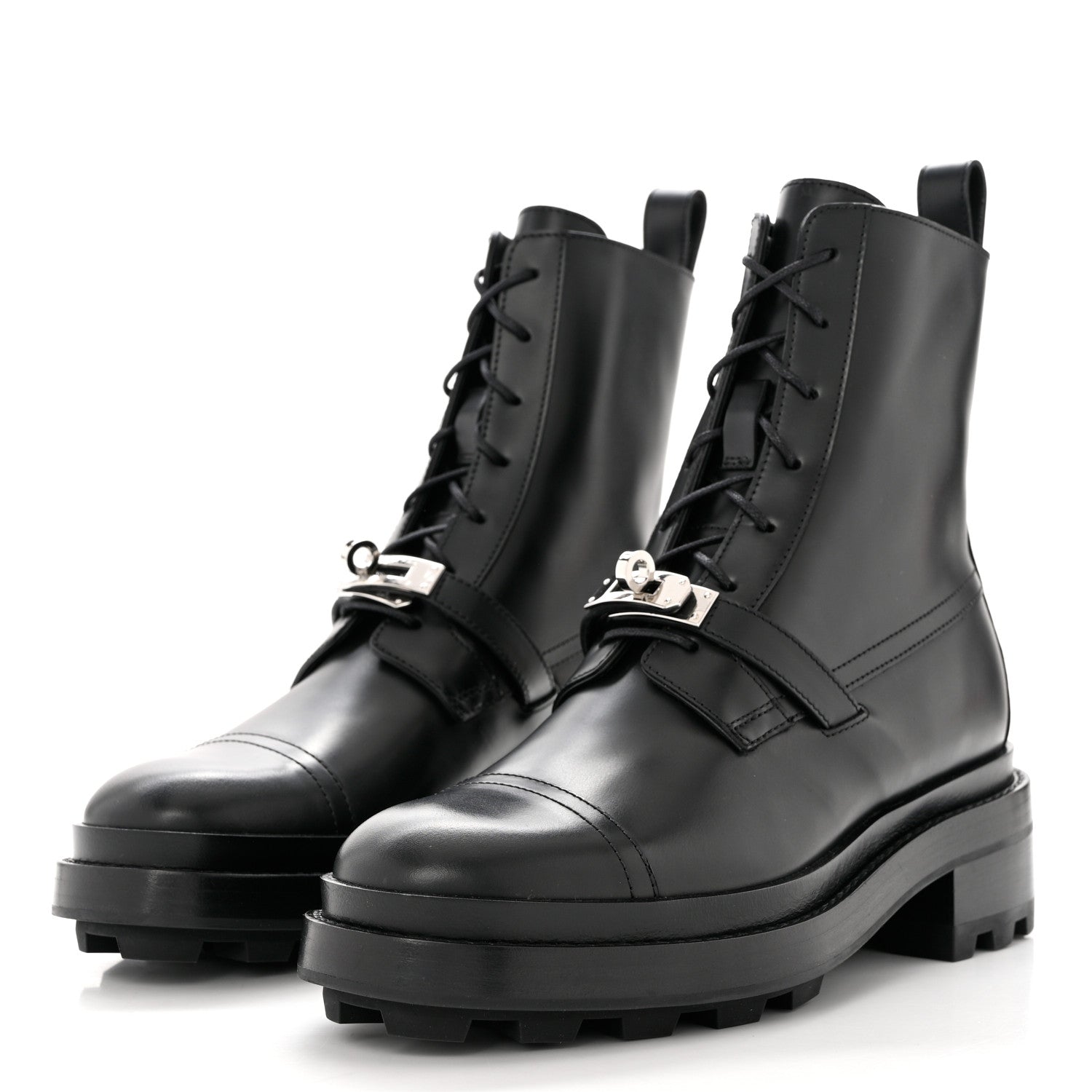 Hermes Glossed Calfskin Funk Ankle Boots 37.5 Black 3 of 9