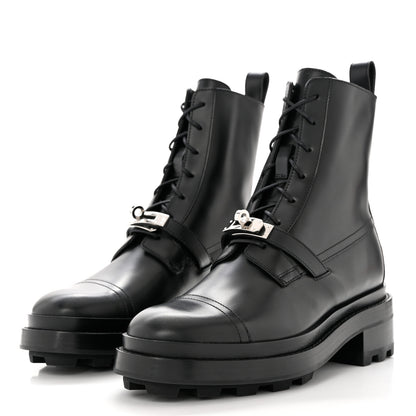 Hermes Glossed Calfskin Funk Ankle Boots 37.5 Black 3 of 9