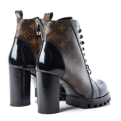 Louis Vuitton Patent Calfskin Monogram Star Trail Ankle Boots 41 Black 4 of 13