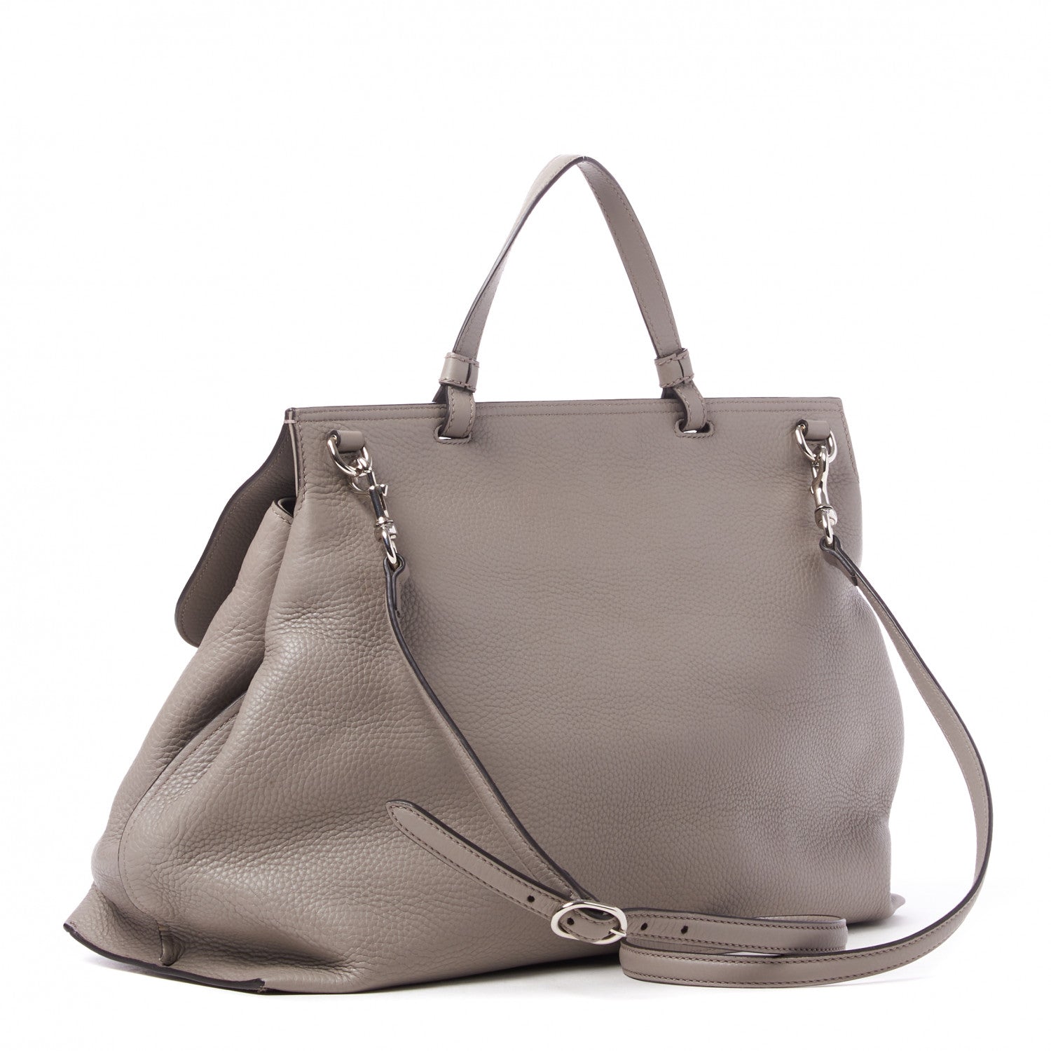 Gucci Cellarius Calfskin Large Bamboo Daily Top Handle Bag Storm Grey 2 of 9