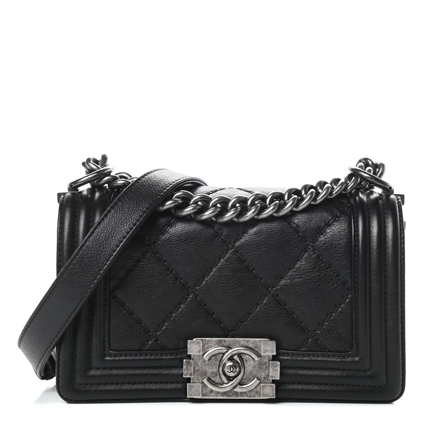 Chanel Calfskin Double Stitch Small Boy Flap Black 1 of 13