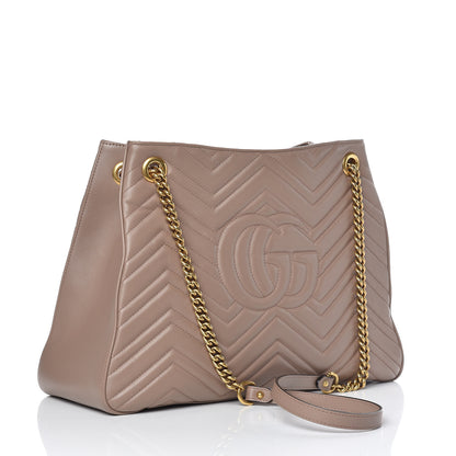 Gucci Calfskin Matelasse Medium GG Marmont Shoulder Tote Bag Porcelain Rose 3 of 11