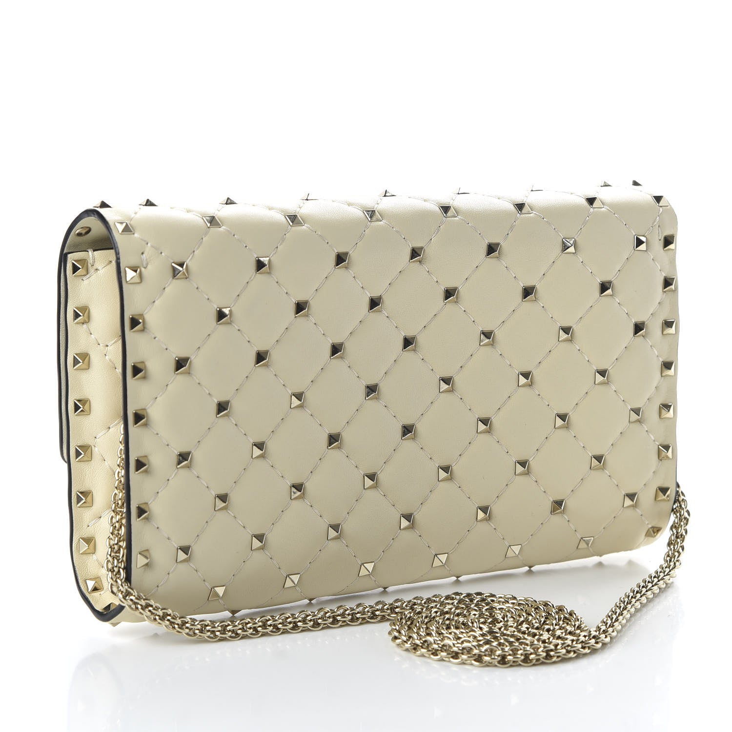 Valentino Garavani Nappa Rockstud Spike Wallet on Chain Light Ivory 3 of 10