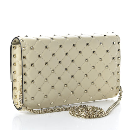 Valentino Garavani Nappa Rockstud Spike Wallet on Chain Light Ivory 3 of 10