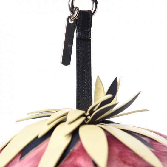 Fendi Fox Rabbit Fur Nappa Pineapple Bag Charm Rosa Scuro Banana Multicolor 3 of 3