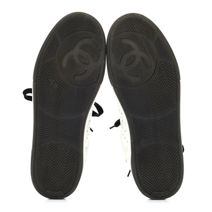 Chanel Grained Calfskin Fabric Womens Logo Sneakers 41White Black 5 of 9