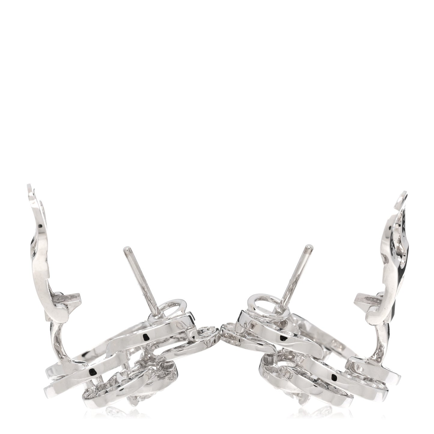 18K White Gold Diamond Fil De Camelia Earrings