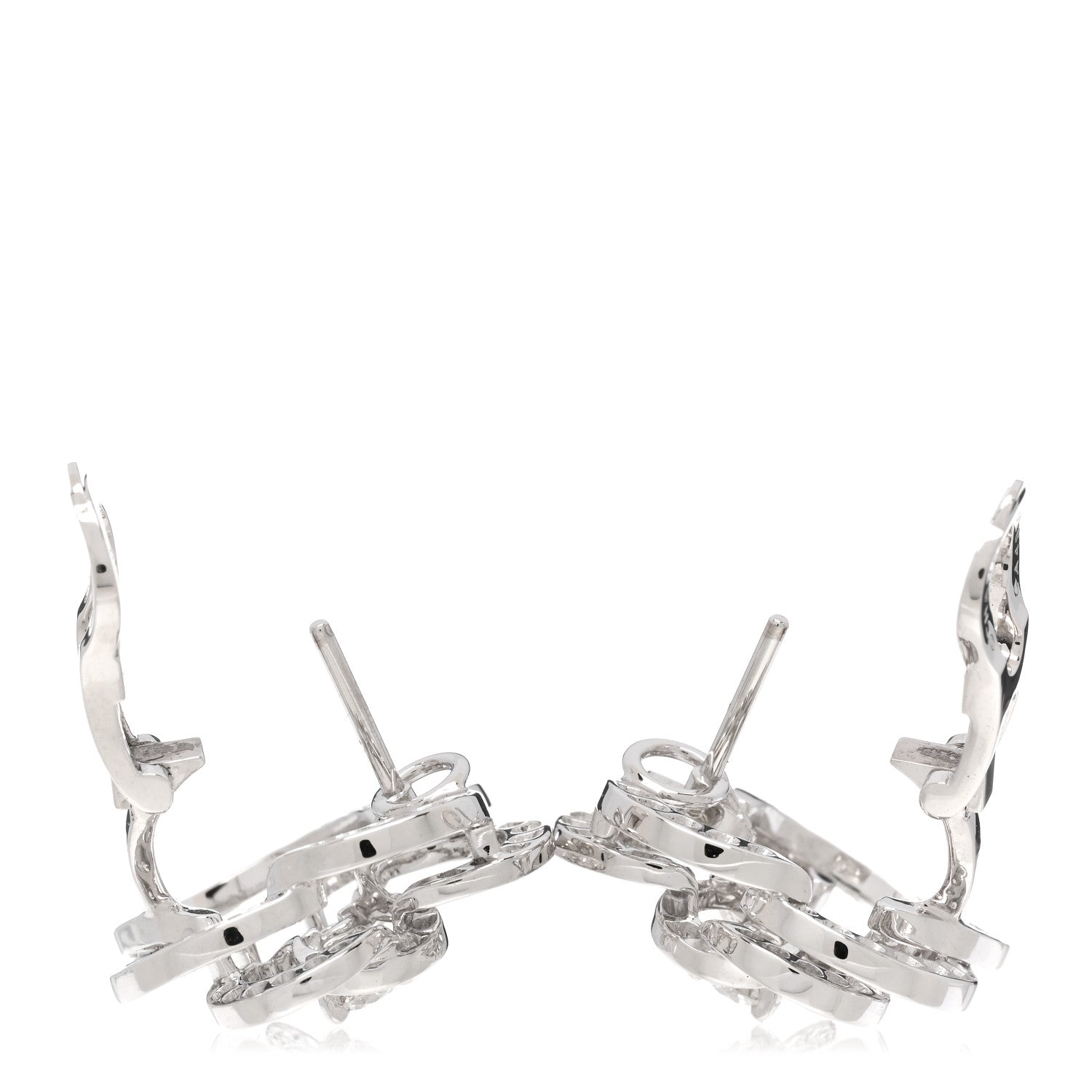 Chanel 18K White Gold Diamond Fil De Camelia Earrings 3 of 5