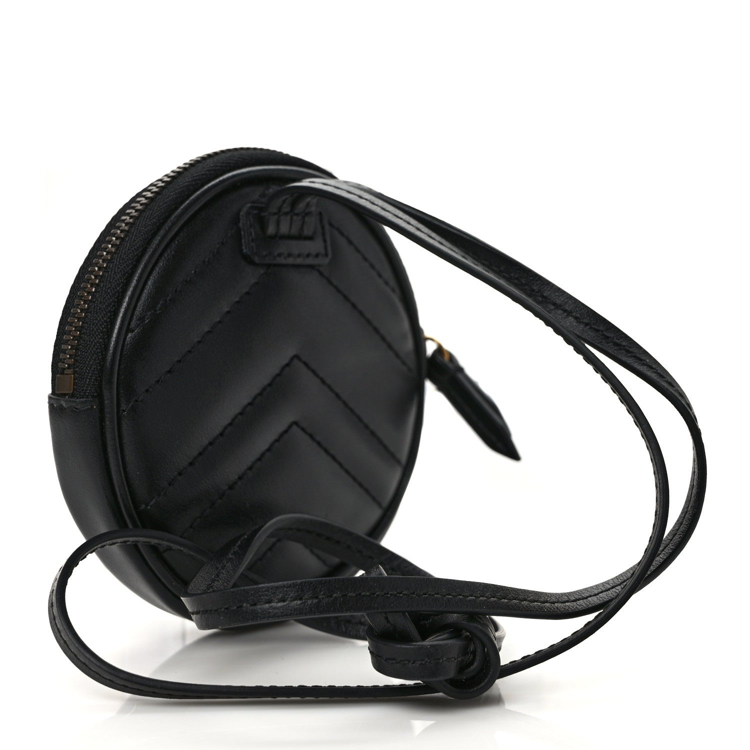 Gucci Calfskin Matelasse GG Marmont Round Mini Bag Black 2 of 8