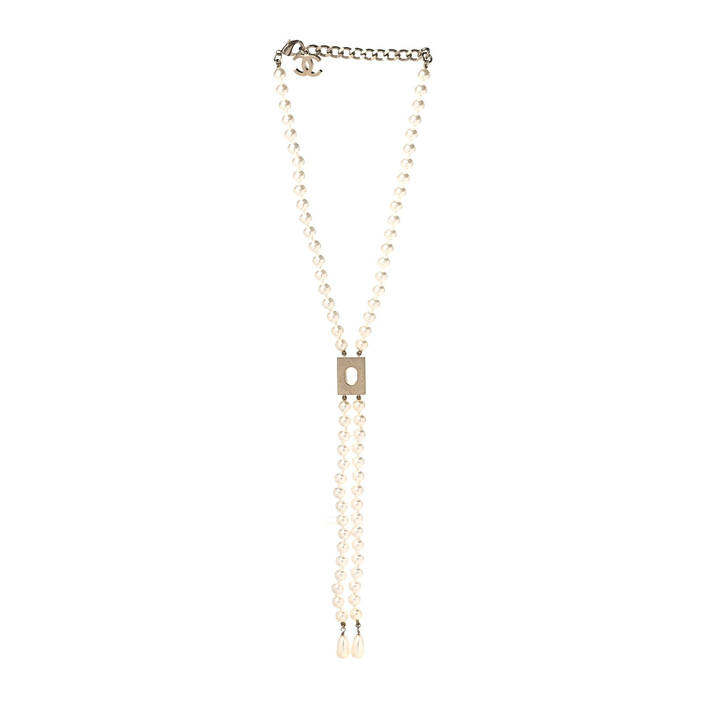 Pearl CC Drop Necklace Gold