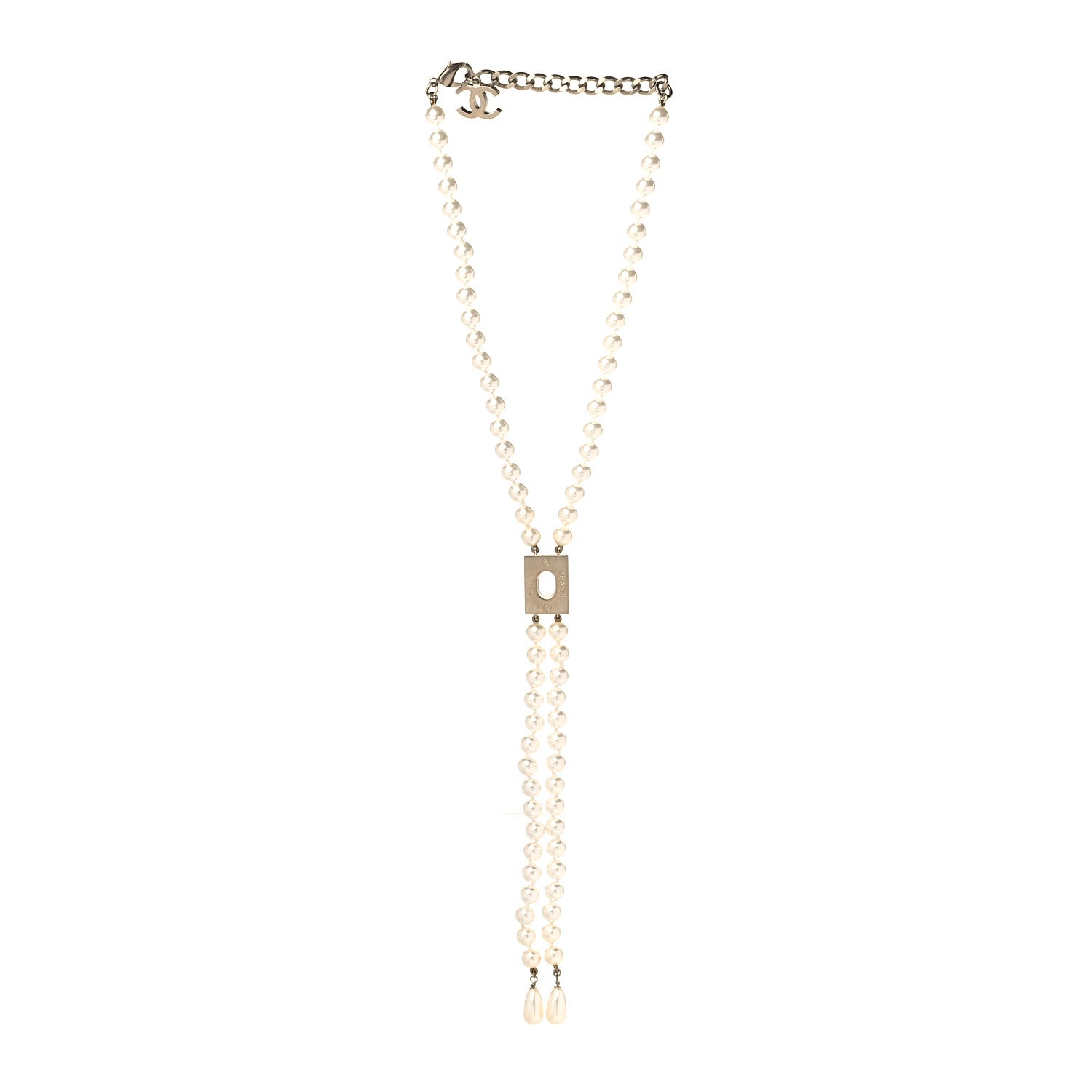Chanel Pearl CC Drop Necklace Gold 3 of 5