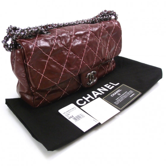 Leather Double Stitch Flap Red