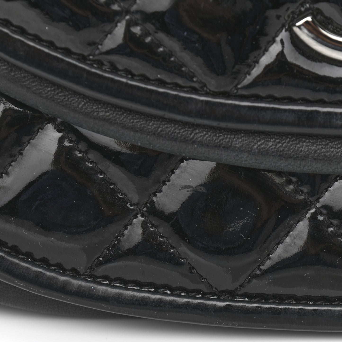 Lambskin Patent Classic Twist Crescent Flap Bag Black