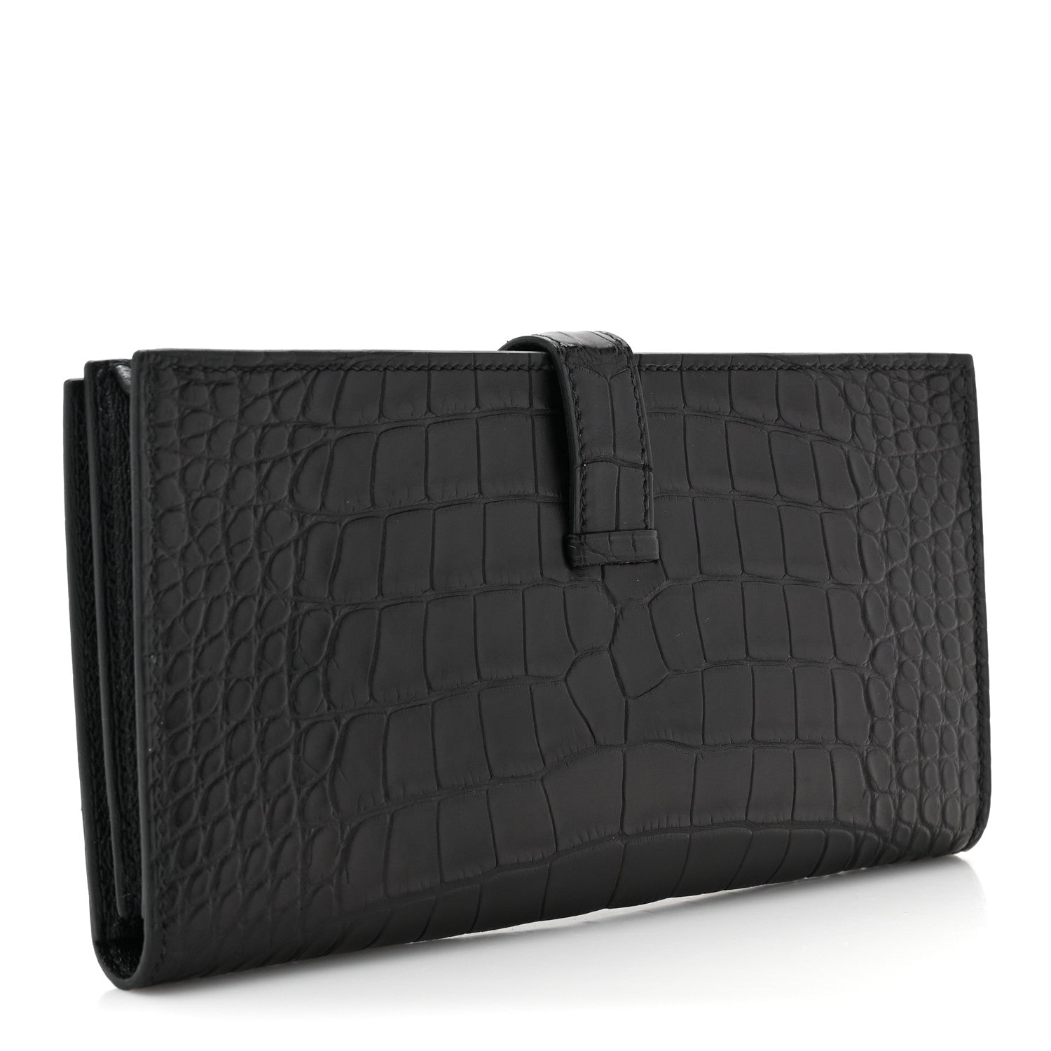 Hermes Matte Alligator Bearn Gusset Wallet Black 3 of 10