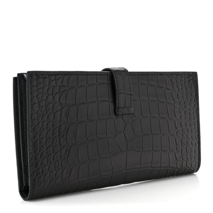 Hermes Matte Alligator Bearn Gusset Wallet Black 3 of 10