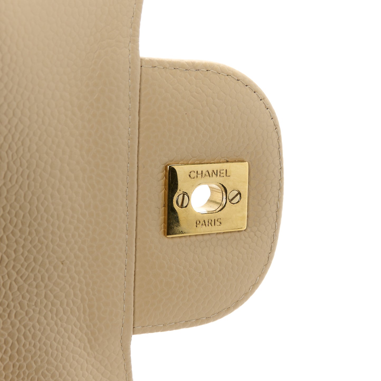 Caviar Quilted Jumbo Double Flap Beige