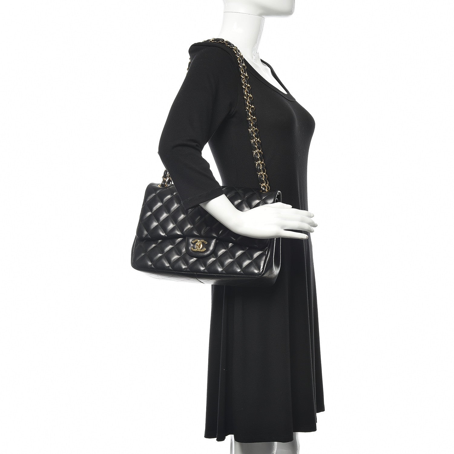 Chanel Lambskin Quilted Jumbo Double Flap Black 2 of 16