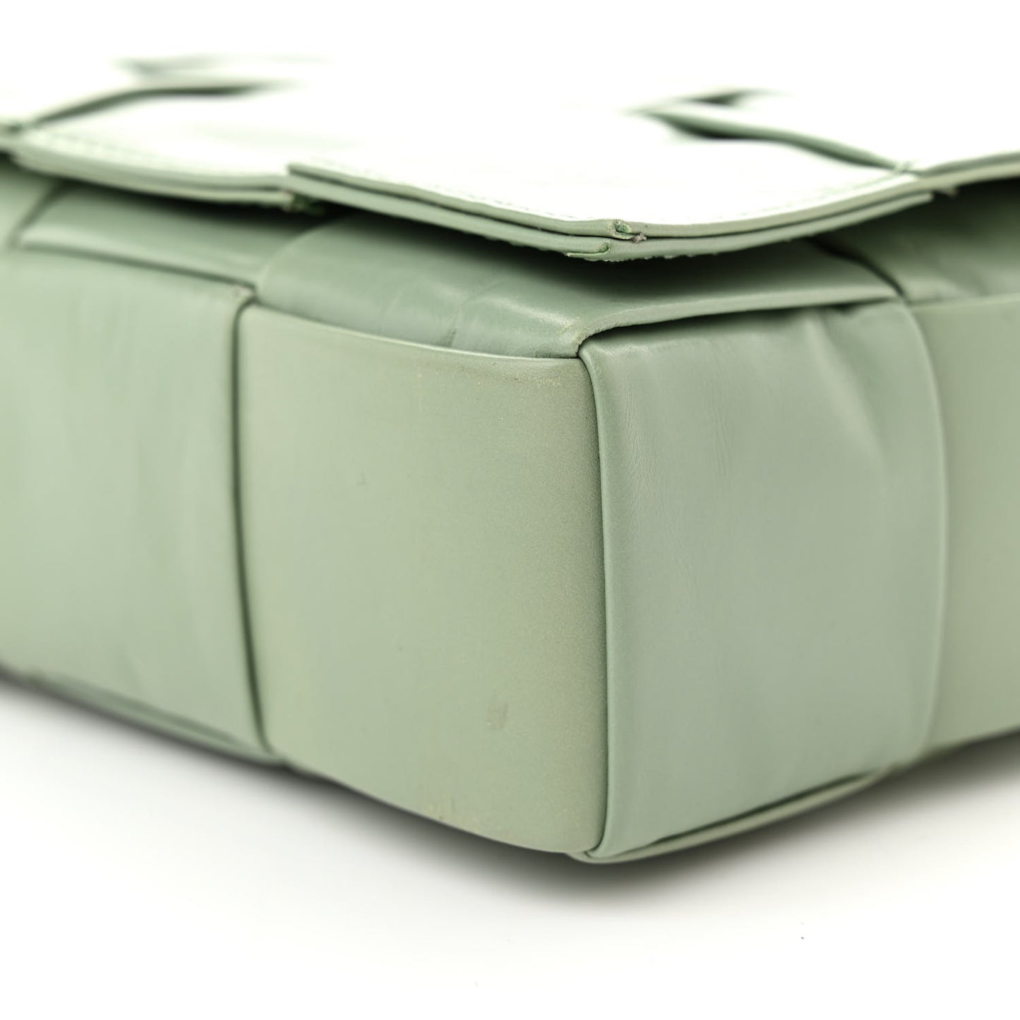 Paper Calfskin Maxi Intreccio Cassette Crossbody Bag Sage