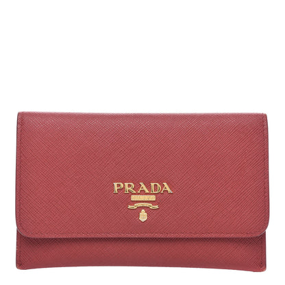 Prada Saffiano Metal Flap Wallet Fuoco 1 of 8