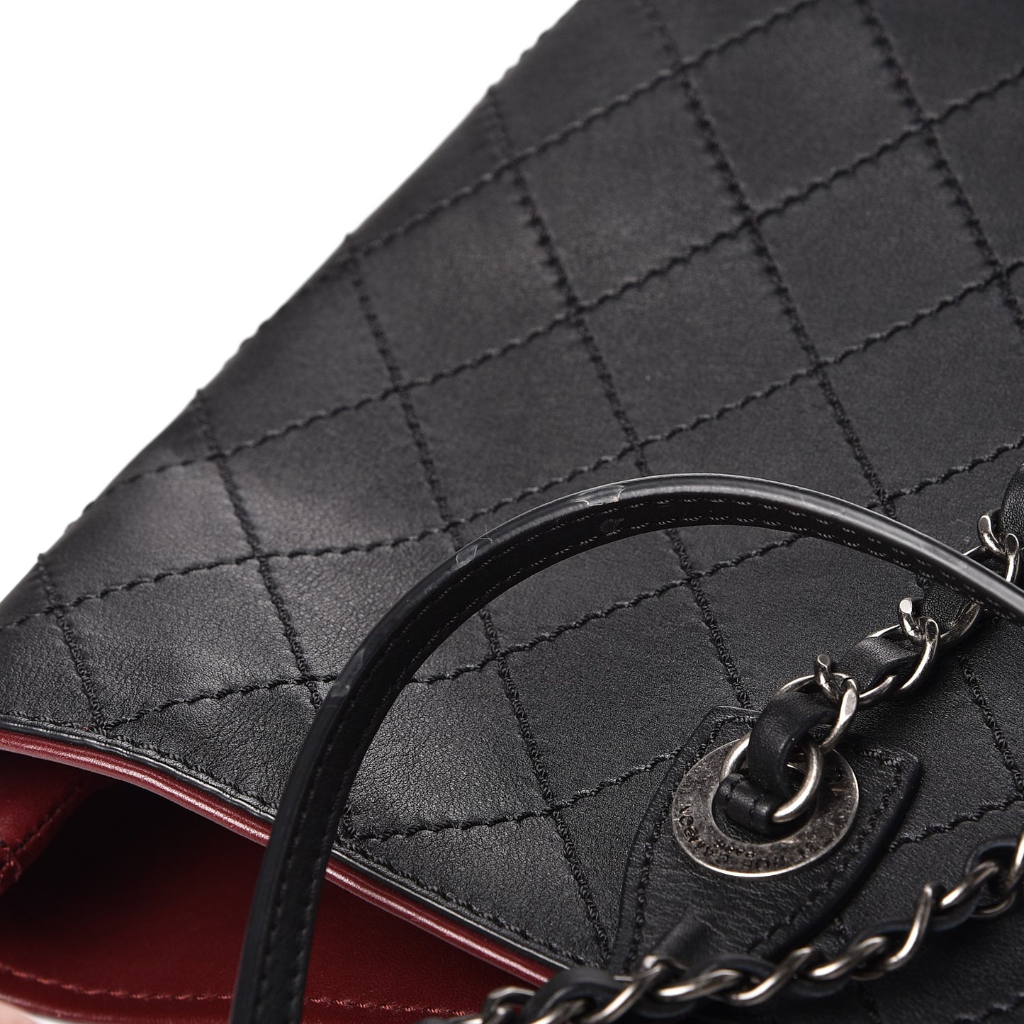 Calfskin Stitched Medium Shopping Tote Black