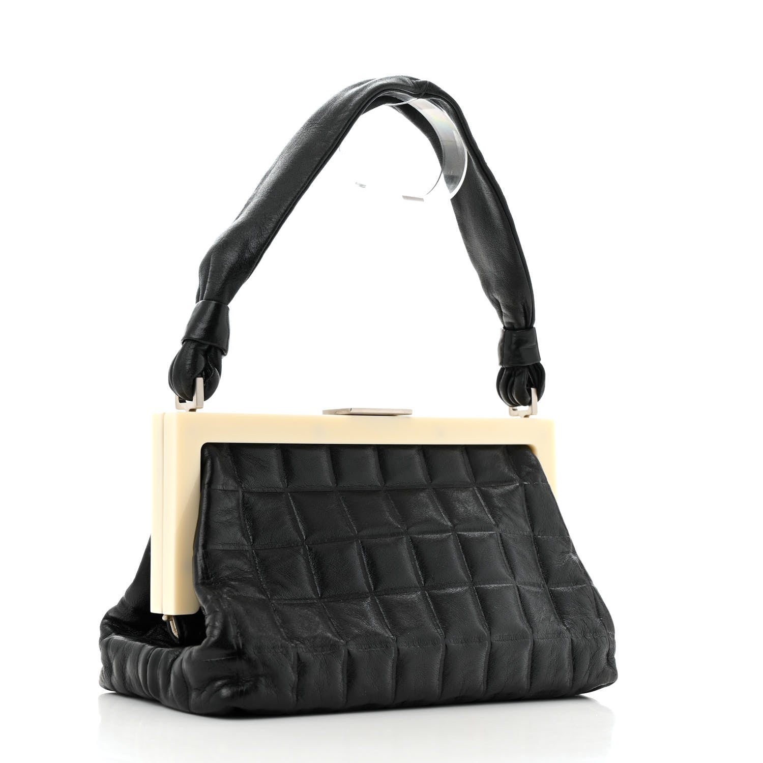 Chanel Lambskin Chocolate Bar Quilted Frame Shoulder Bag Black 3 of 14