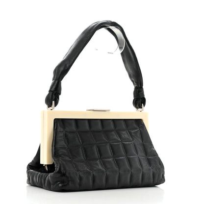 Chanel Lambskin Chocolate Bar Quilted Frame Shoulder Bag Black 3 of 14