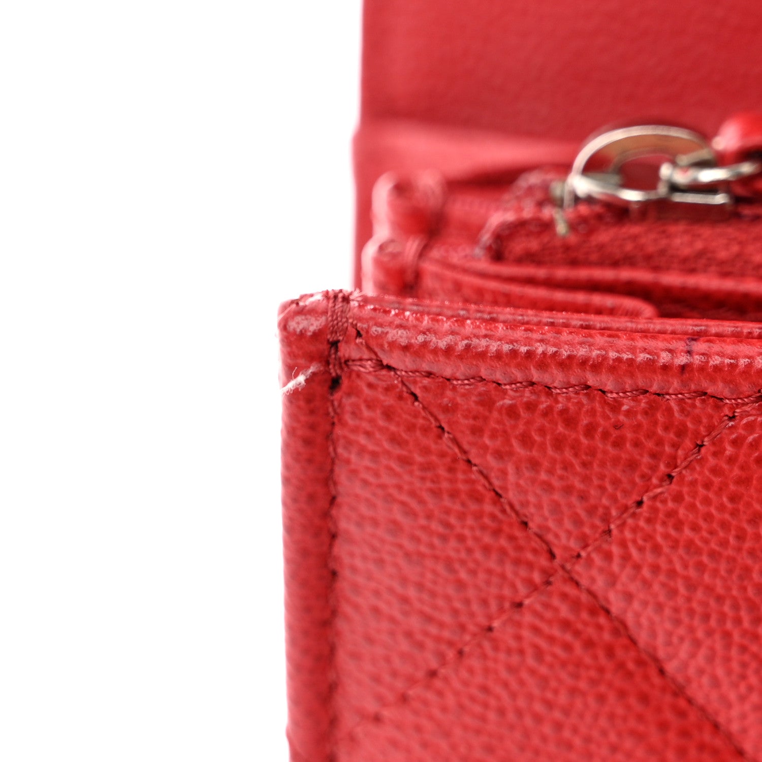 Chanel Grained Calfskin Quilted CC Box Flap Wallet Red 12 of 13