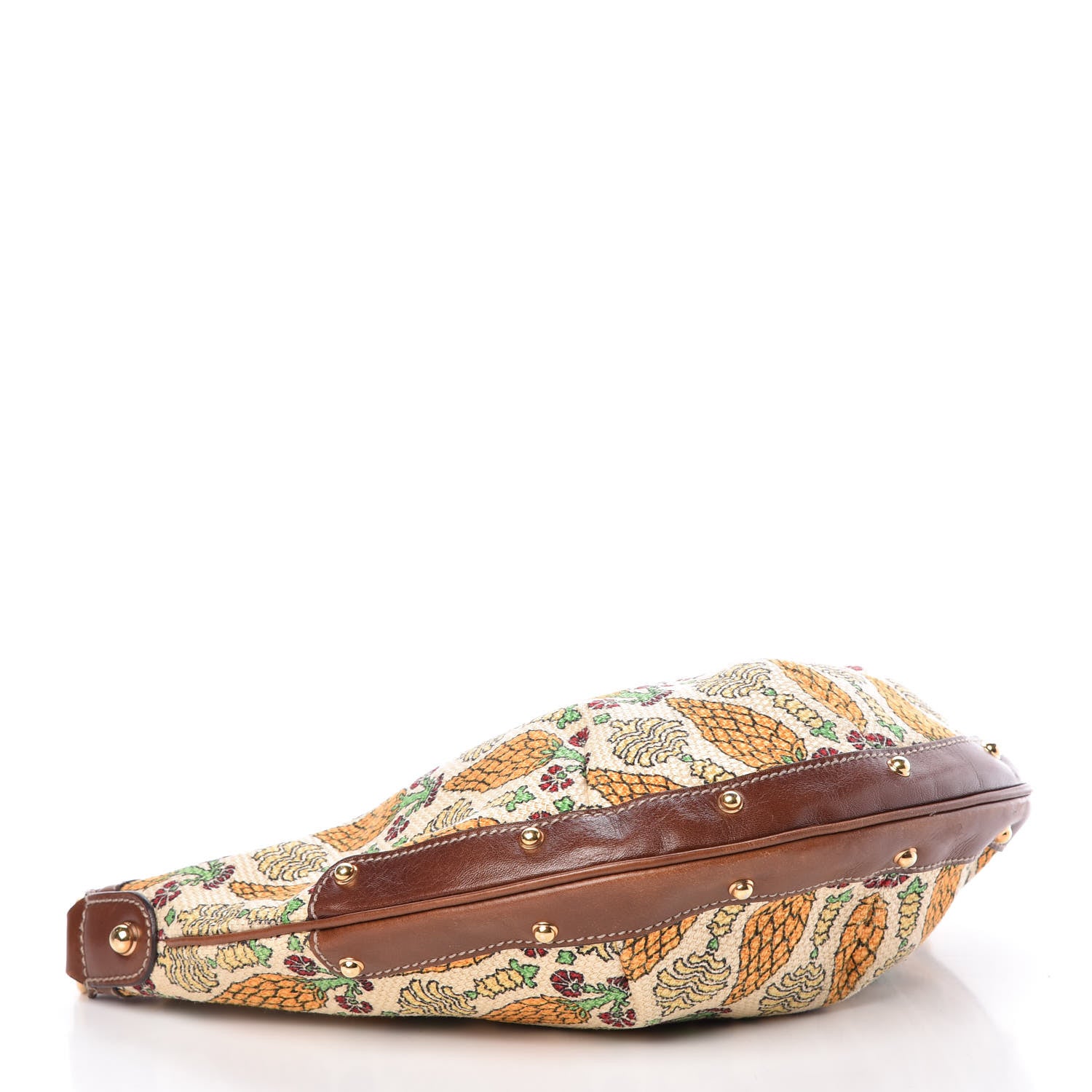 Gucci Monogram Biba Pineapple Print Hobo Brown 4 of 12