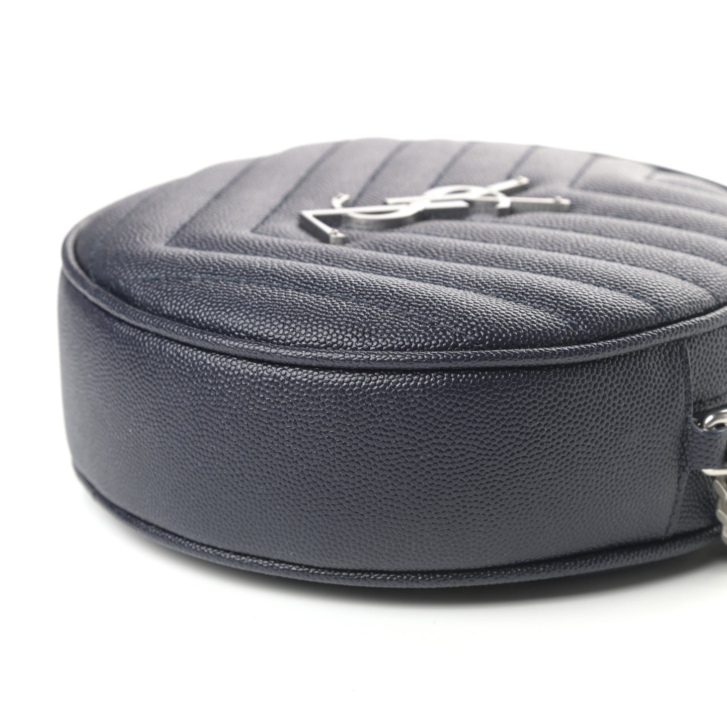 Grain De Poudre Matelasse Chevron Quilted Round Vinyle Camera Bag Deep Marine