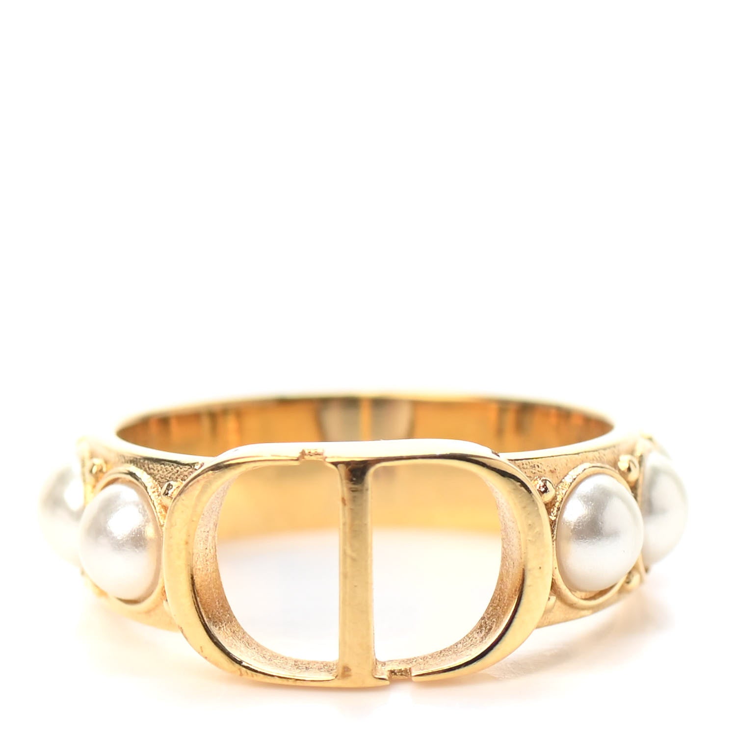 Christian Dior Metal Pearl 30 Montaigne Ring M Gold 1 of 4