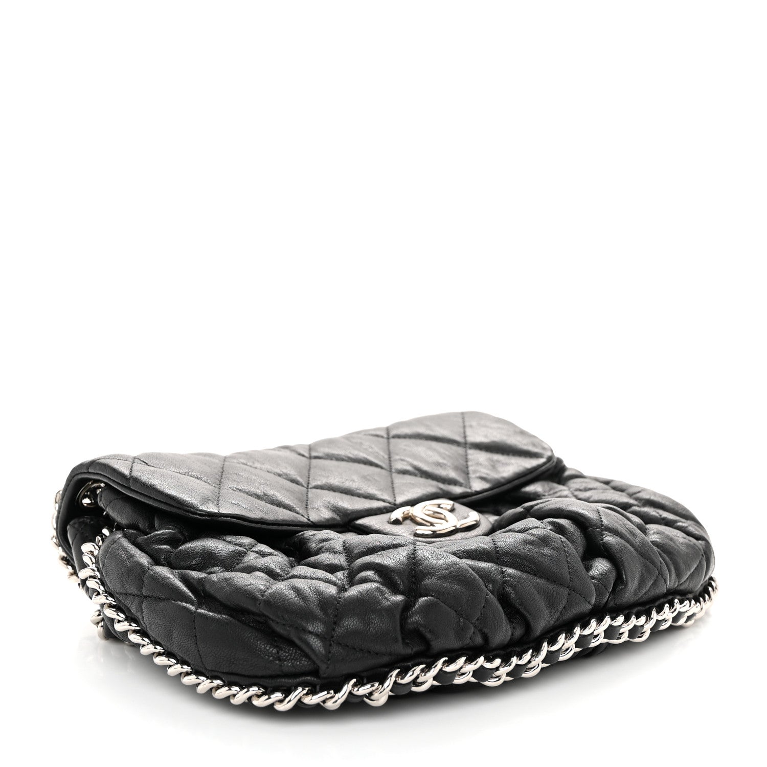 Chanel Washed Lambskin Quilted Medium Chain Around Flap Black 4 of 11