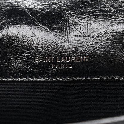 Saint Laurent Crinkled Calfskin Matelasse Monogram Baby Niki Chain Satchel Black 6 of 11