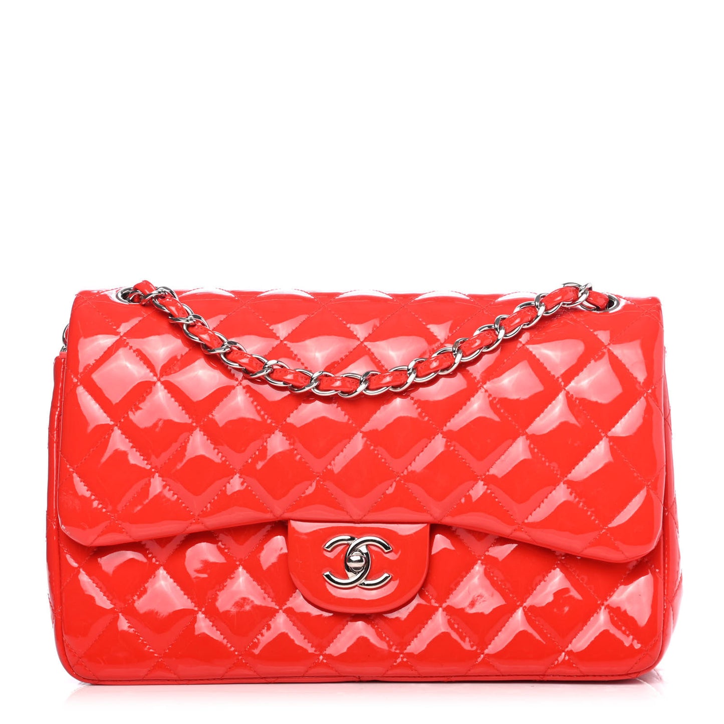 Patent Quilted Jumbo Double Flap Red
