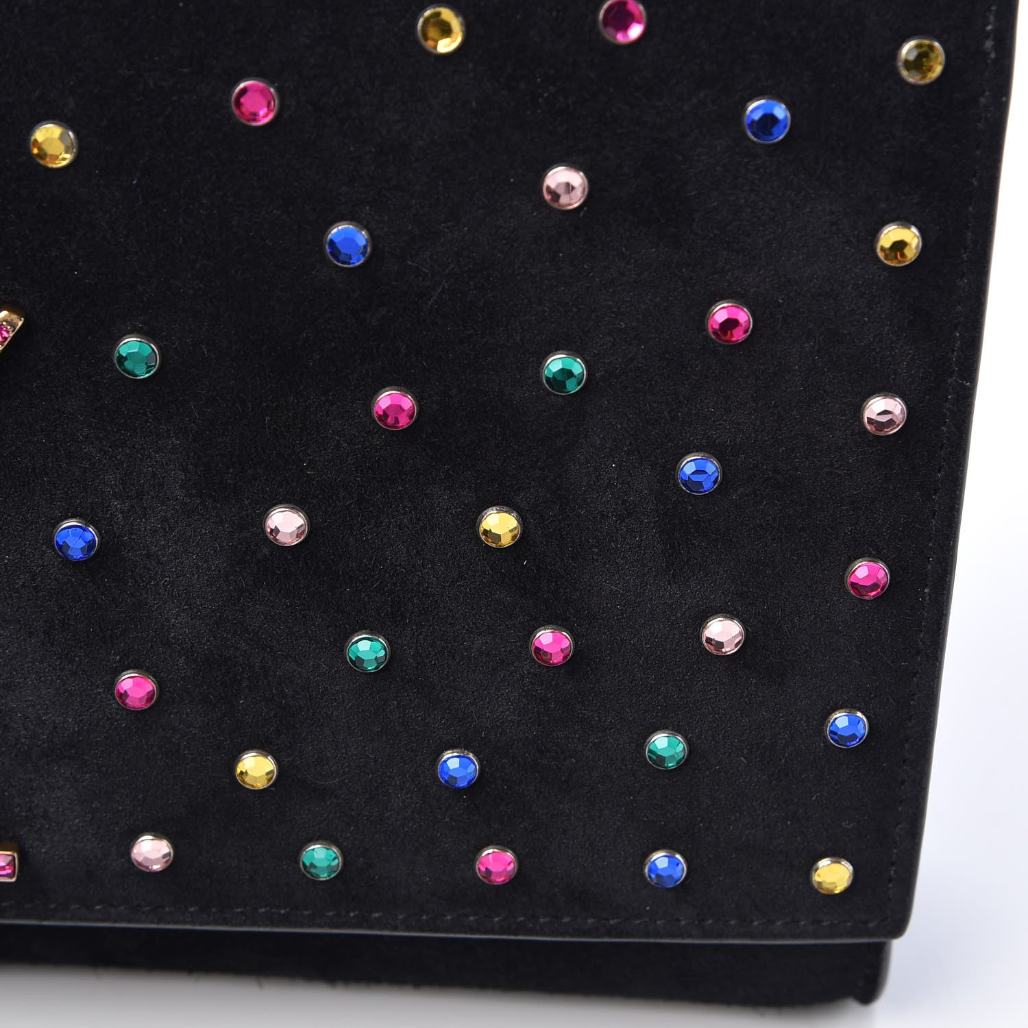 Saint Laurent Suede Crystal Medium Classic Monogram Kate Satchel Black 14 of 15
