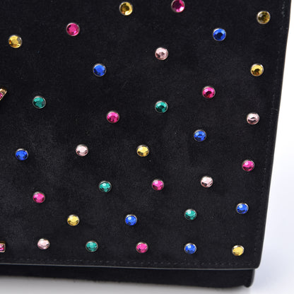 Saint Laurent Suede Crystal Medium Classic Monogram Kate Satchel Black 14 of 15