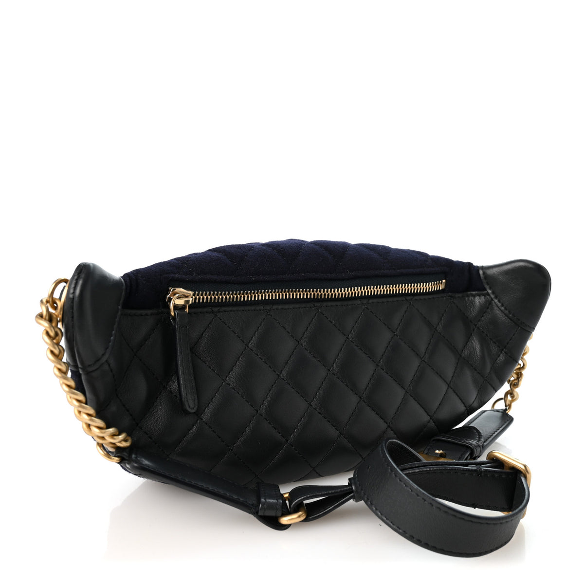 Chanel Wool Lambskin Quilted Paris Hamburg Charms Waist Bag Dark Navy 3 of 10