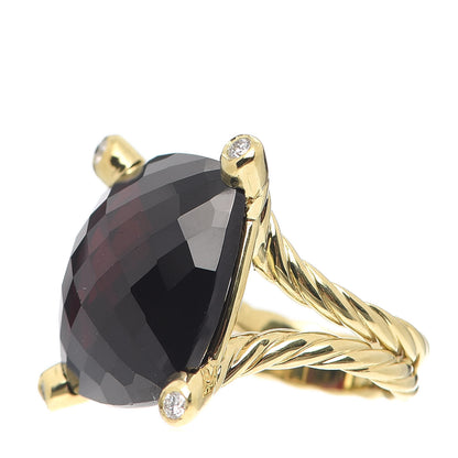 David Yurman 18K Yellow Gold Diamond Garnet 20mm Cushion On Point Ring 53 6.5 3 of 6