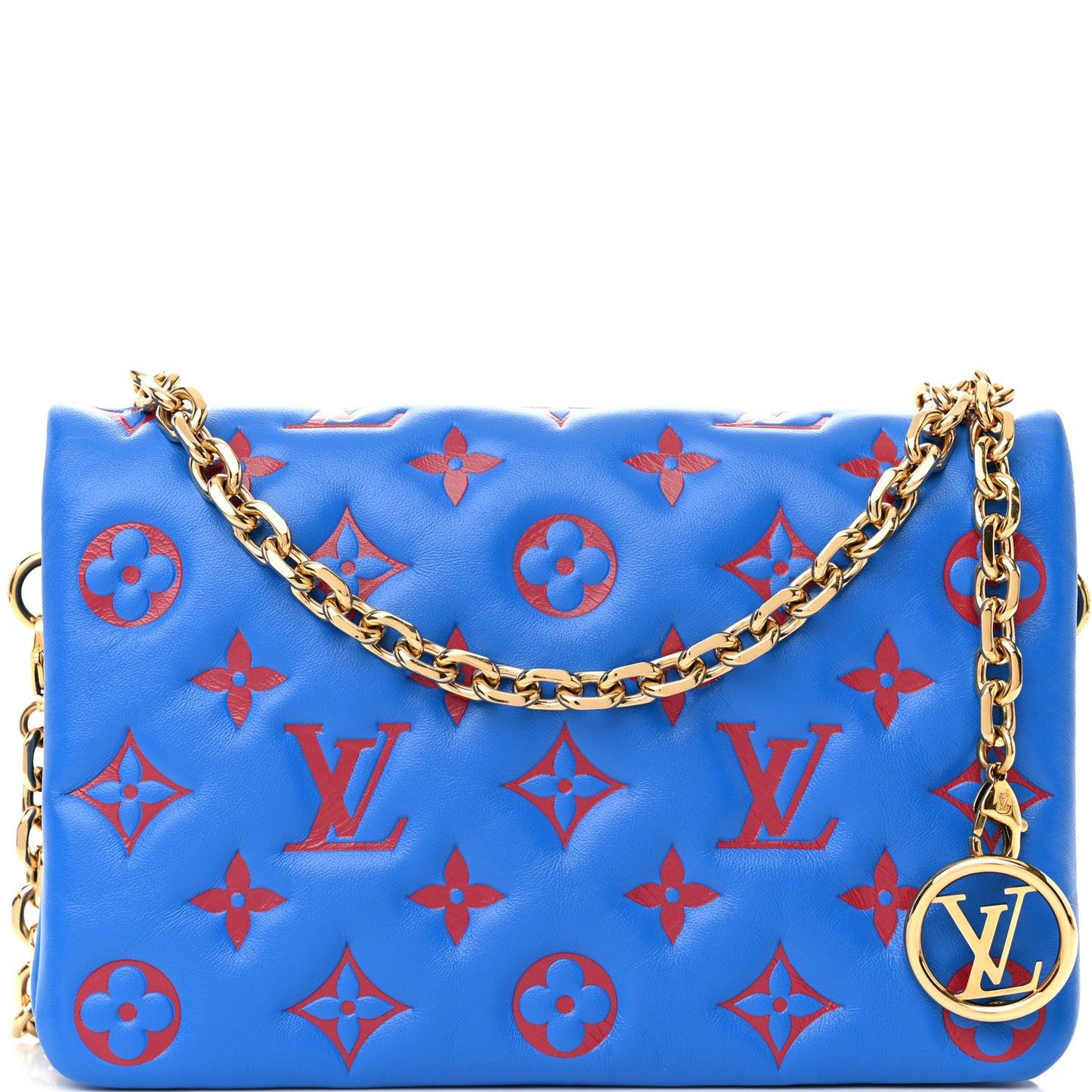 Lambskin Embossed Monogram Vuittamins Pochette Coussin Blue Red